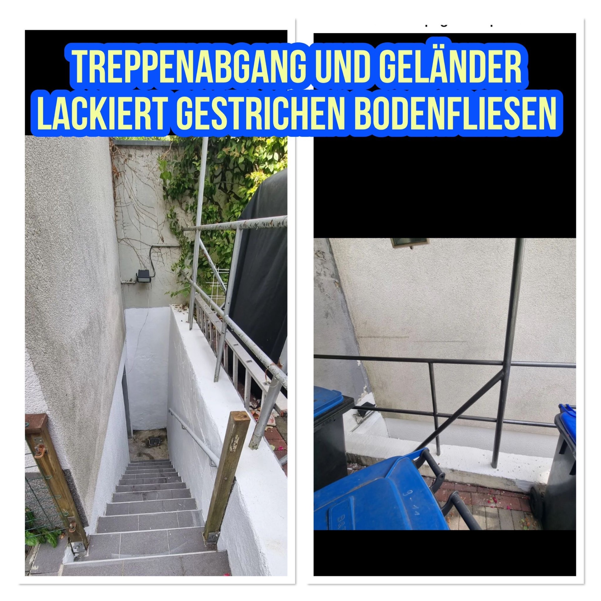 Treppenabgang & Geländer lackiert